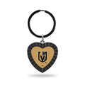 Golden Knights Colored Rhinestone Heart Keychain - Black