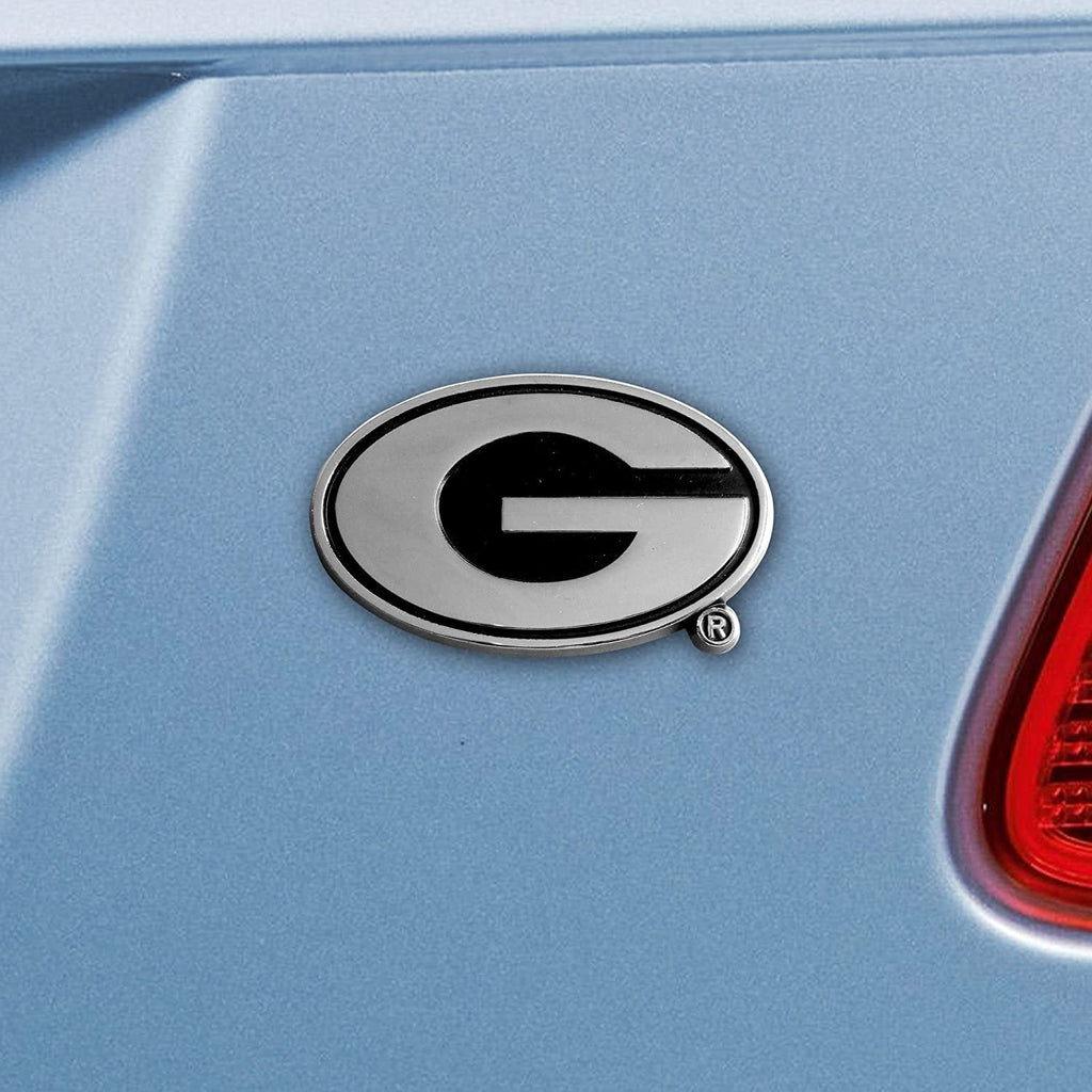 University of Georgia Bulldogs Premium Solid Metal Raised Auto Emblem, Shape Cut, Adhesive Backing