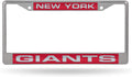 New York Giants Chrome Metal License Plate Frame Tag Cover, Laser Acrylic Mirrored Inserts, 12x6 Inch
