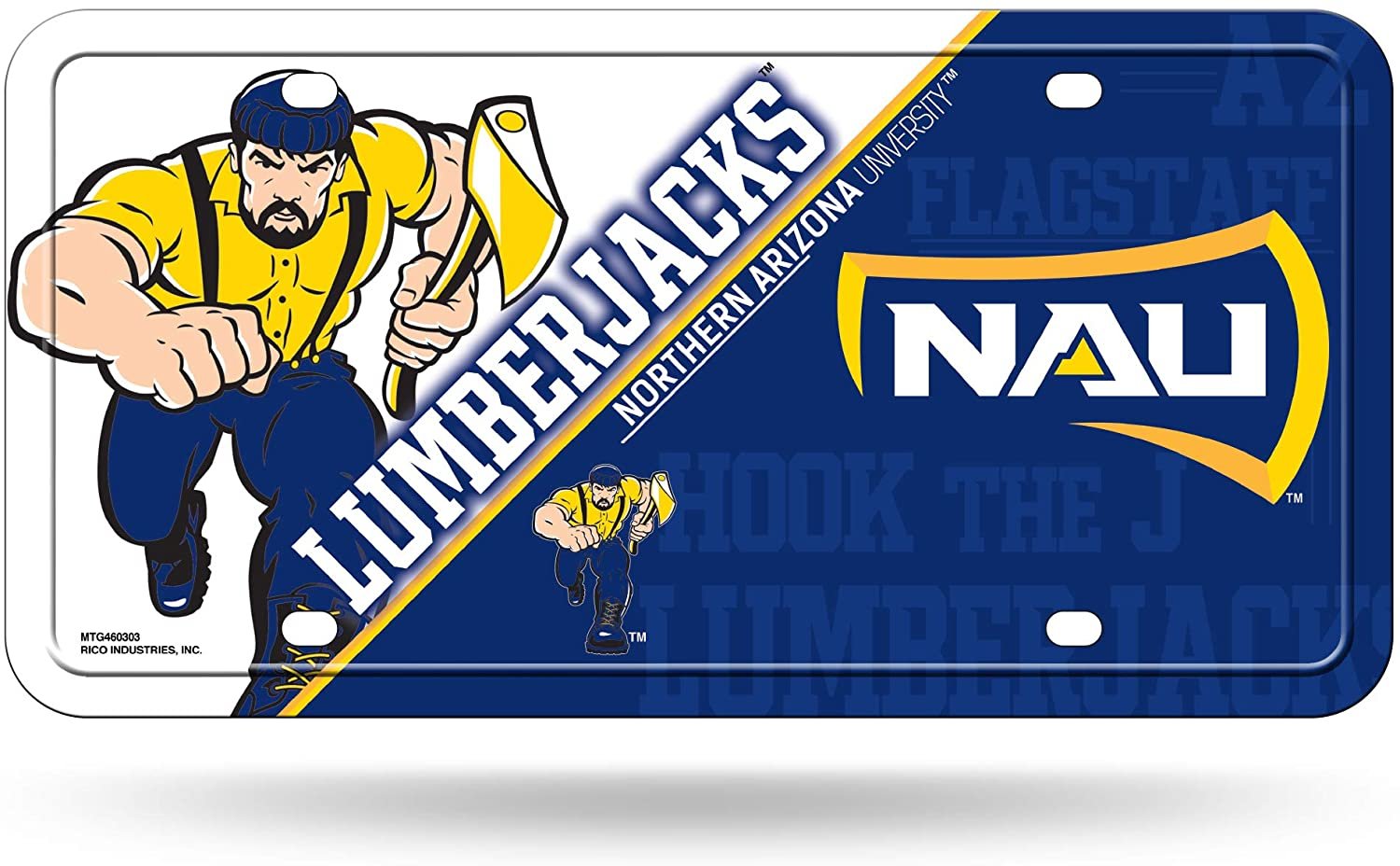 Northern Arizona University Lumberjacks Metal Auto Tag License Plate, Split Design, 6x12 Inch