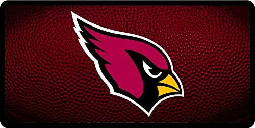 Arizona Cardinals Premium Laser Cut Tag License Plate, Team Ball Design, Mirrored Acrylic Inlaid, 6x12 Inch