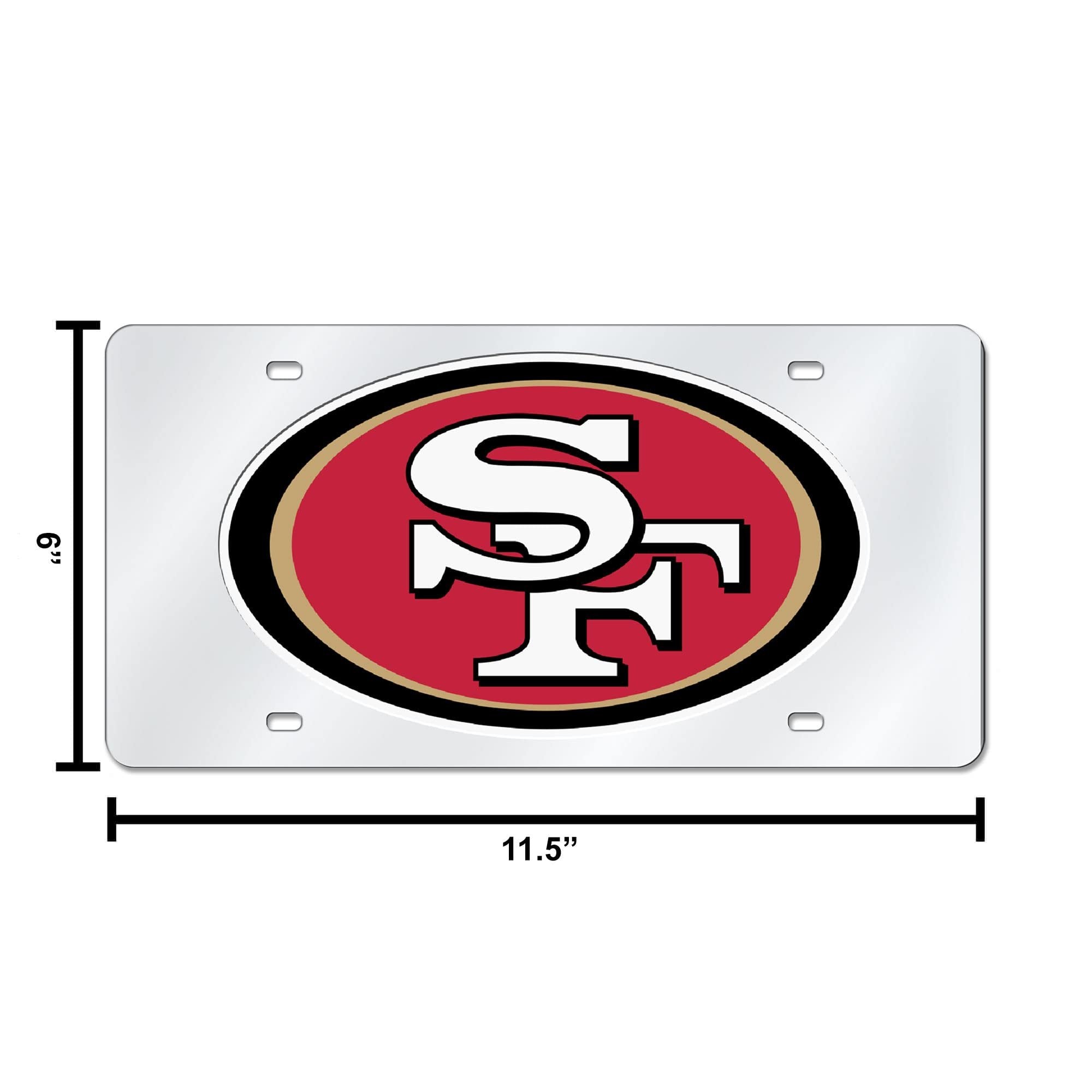 San Francisco 49ers Premium Laser Cut Tag License Plate, Mirrored Acrylic Inlaid, 12x6 Inch