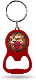 Chicago Bulls Premium Solid Metal Bottle Opener Keychain, Key Ring, Team Color