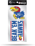 University of Kansas Jayhawks 2-Piece Double Up Die Cut Sticker Decal Sheet, 4x8 Inch