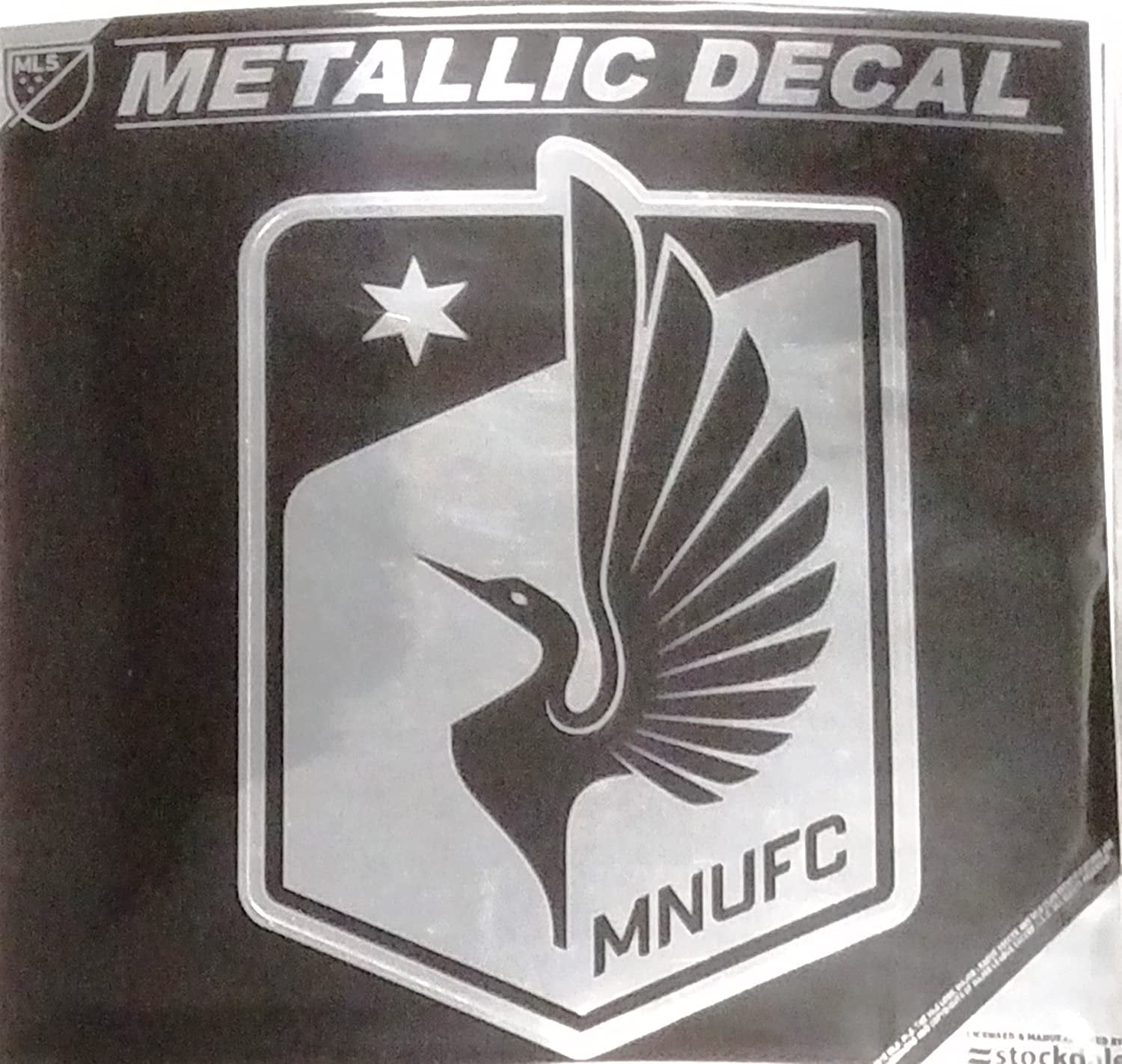Minnesota United 6 Inch Decal Sticker, Metallic Chrome Shimmer Design, Vinyl Die Cut, Auto Home
