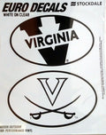 University of Virginia Cavaliers 2-Piece White and Clear Euro Decal Sticker Set, 4x2.5 Inch Each