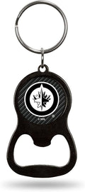 Winnipeg Jets Premium Solid Metal Keychain Bottle Opener, Carbon Fiber Design
