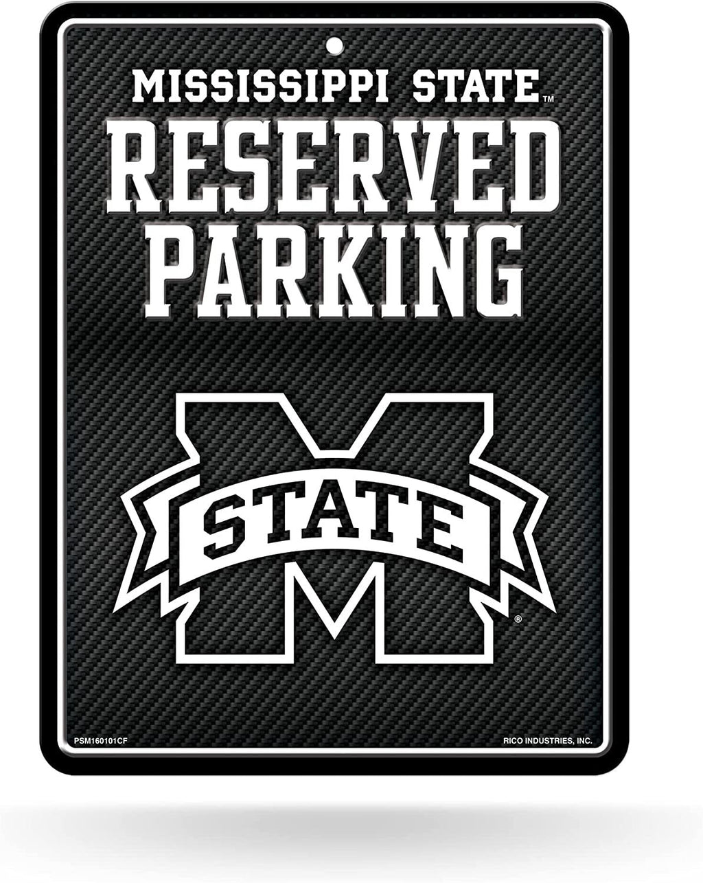 Mississippi State University Bulldogs Metal Parking Novelty Wall Sign 8.5 x 11 Inch Carbon Fiber Design