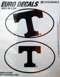University of Tennessee Volunteers 2-Piece White and Clear Euro Decal Sticker Set, 4x2.5 Inch Each