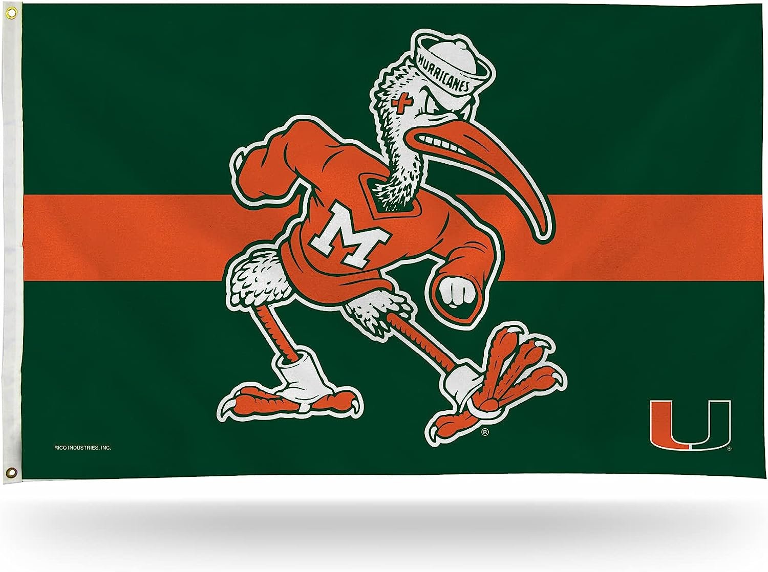 University of Miami Hurricanes Flag Banner 3x5 Feet Metal Grommets Ibis Mascot Design