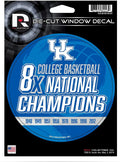 Kentucky Wildcats 5" Decal Sticker 8X Time Champions Flat Vinyl Auto Emblem College Basketball University of