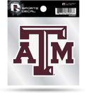 Texas A&M University Aggies 4x4 Inch Die Cut Decal Sticker, Primary Logo, Clear Backing