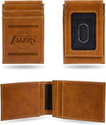 Rico Industries NBA LA Lakers Premium Laser Engraved Vegan Brown Leather Front Pocket Wallet - Compact and Slim yet Sturdy Design - Perfect to Show Your Team Pride or Gift