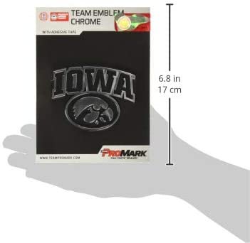 University of Iowa Hawkeyes Auto Emblem, Plastic Molded, Silver Chrome Color, Raised 3D Effect, Adhesive Backing
