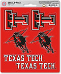 Texas Tech University Red Raiders 6-Piece Decal Sticker Set, 5x6 Inch Sheet, Gift for football fans for any hard surfaces around home, automotive, personal items