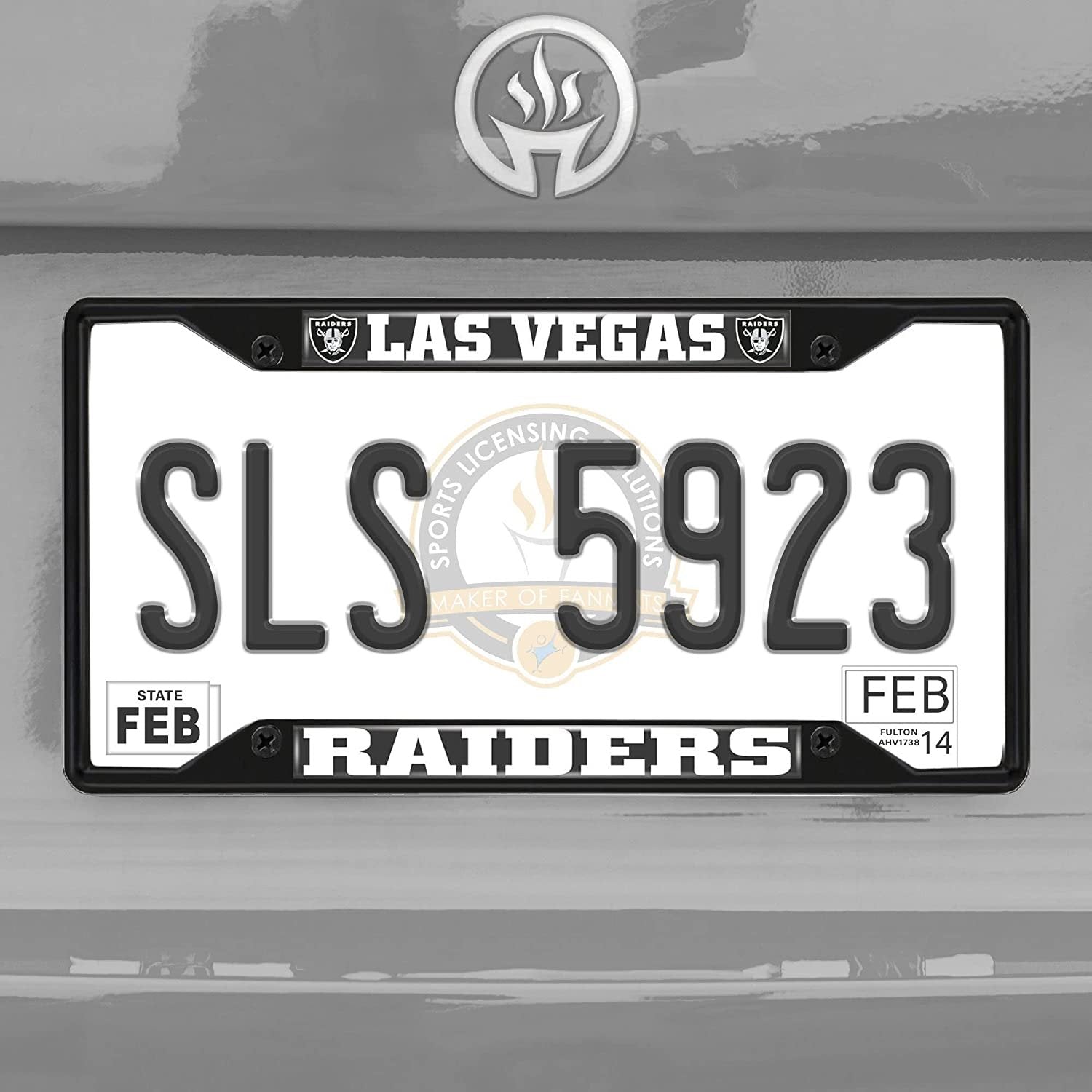 FANMATS 31361 Las Vegas Raiders Metal License Plate Frame Black Finish