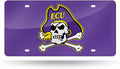 East Carolina University Pirates Premium Laser Cut Tag License Plate, Purple, Mirrored Acrylic Inlaid, 12x6 Inch