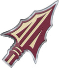 Florida State University Seminoles Premium Aluminum Metal Raised Auto Emblem, Spear Logo, Color Embossed, Full Adhesive Backing