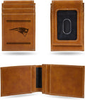 NFL New England Patriots Premium Laser Engraved Vegan Brown Leather Front Pocket Wallet - Compact and Slim yet Sturdy Design - Perfect to Show Your Team Pride or Gift
