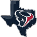 Houston Texans Premium Aluminum Metal Raised Auto Emblem, State Design, Color Embossed, Full Adhesive Backing