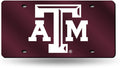 Texas A&M University Aggies Premium Laser Cut Tag License Plate, Red, Mirrored Acrylic Inlaid, 12x6 Inch