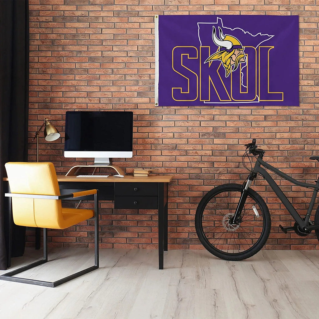 Minnesota Vikings Home State KOL Design 3x5 Feet Premium Flag Banner with Metal Grommets Outdoor