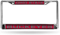 Ohio State University Buckeyes Chrome Metal License Plate Frame Tag Cover, Laser Acrylic Mirrored Inserts, 12x6 Inch
