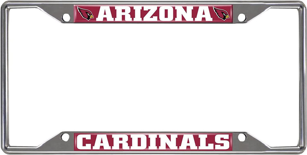 Arizona Cardinals Chrome Metal License Plate Frame Tag Cover 6 x 12 Inch