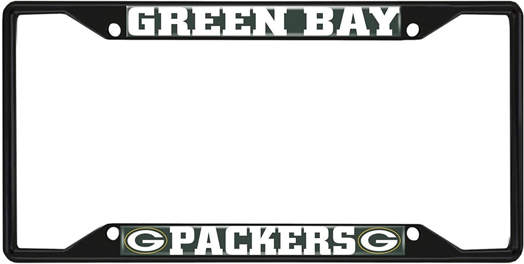 FANMATS 31356 Green Bay Packers Metal License Plate Frame Black Finish