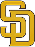 San Diego Padres Auto Emblem, Aluminum Metal, Embossed Team Color, Raised Decal Sticker, Full Adhesive Backing