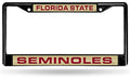 Florida State Seminoles Metal License Plate Frame Black Tag Cover, Laser Acrylic Mirrored Inserts, 12x6 Inch