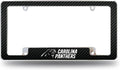 Carolina Panthers Metal License Plate Frame Chrome Tag Cover Carbon Fiber Design 6x12 Inch