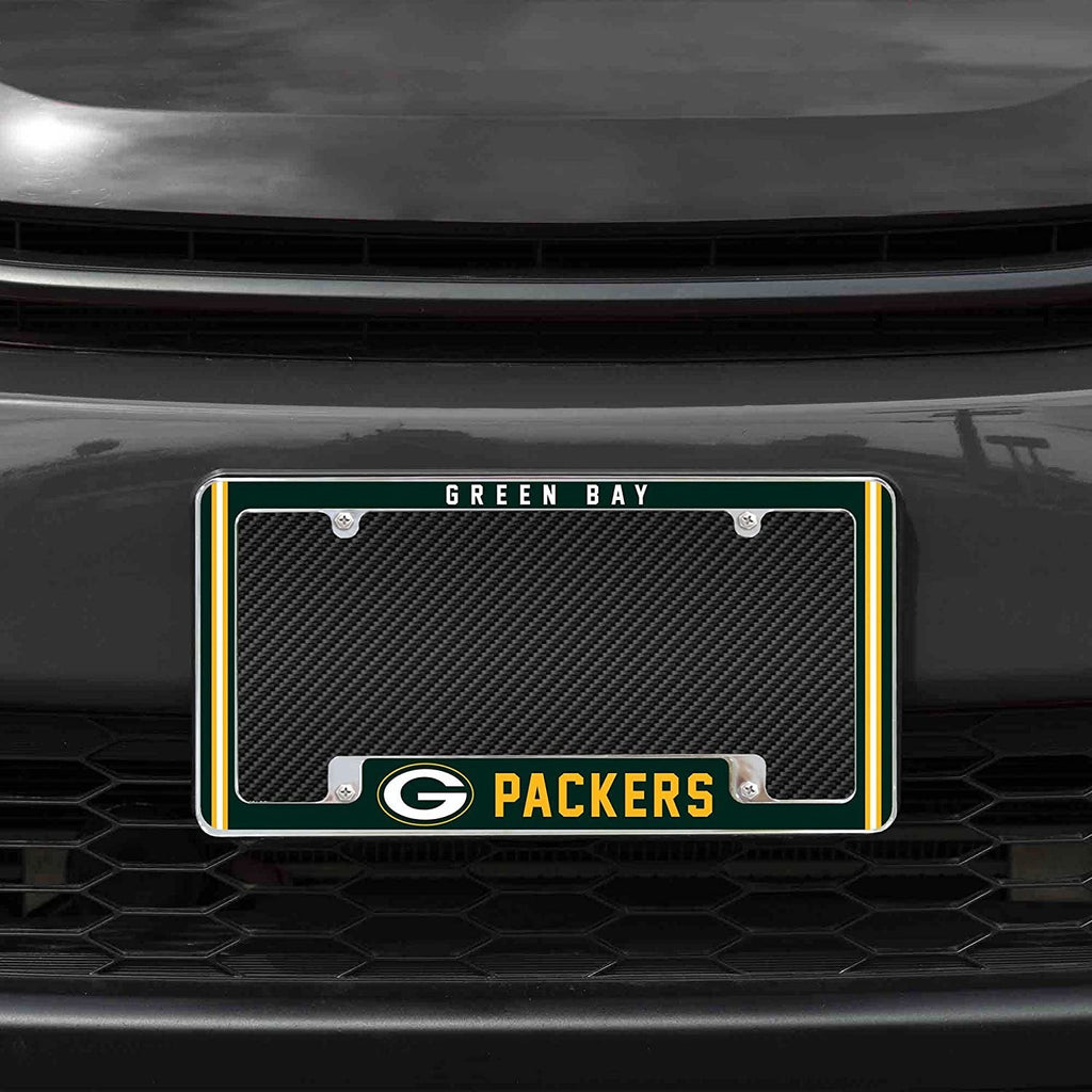 Green Bay Packers Metal License Plate Frame Chrome Tag Cover Alternate Design 6x12 Inch
