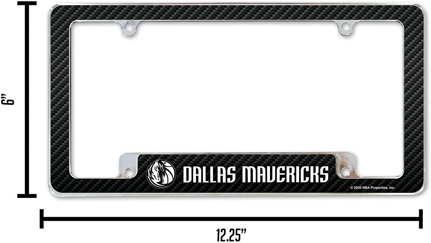 Dallas Mavericks Metal License Plate Frame Chrome Tag Cover Carbon Fiber Design 6x12 Inch