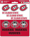 St Cloud State University Huskies 12-Piece Mini Decal Sticker Set, 5x6 Inch Sheet, Gift for football fans for any hard surfaces around home, automotive, personal items