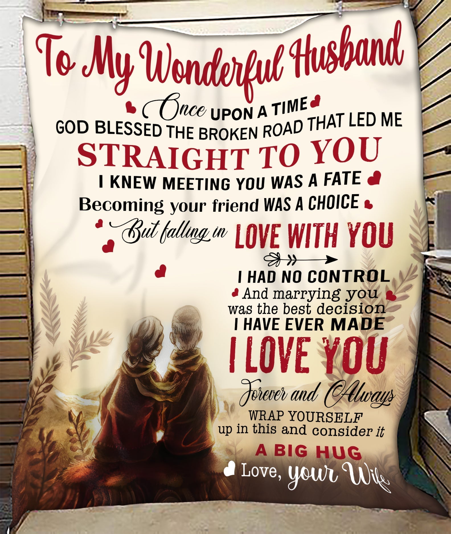 To My Wonderful Husband – A Blanket Full of Love From Your Wife (SKU26B-01215)