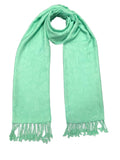 Elu Pashmina Shawl Large Flower Textured Sea Green Soft Wrap 78x28