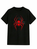 RoseSeek Boys Letter Graphic Crewneck Tee Black Red Size 11