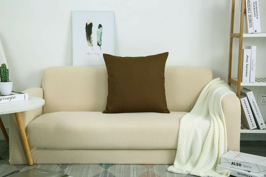 TangDepot Cotton Solid Throw Pillow Cover Coffee 18x18 1 Count