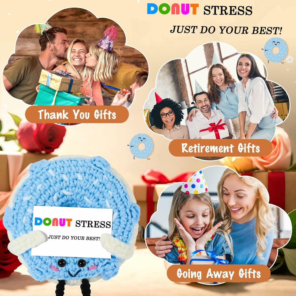 RQWZBCHX Handmade Crochet Donut Stress Toy Inspirational Blue