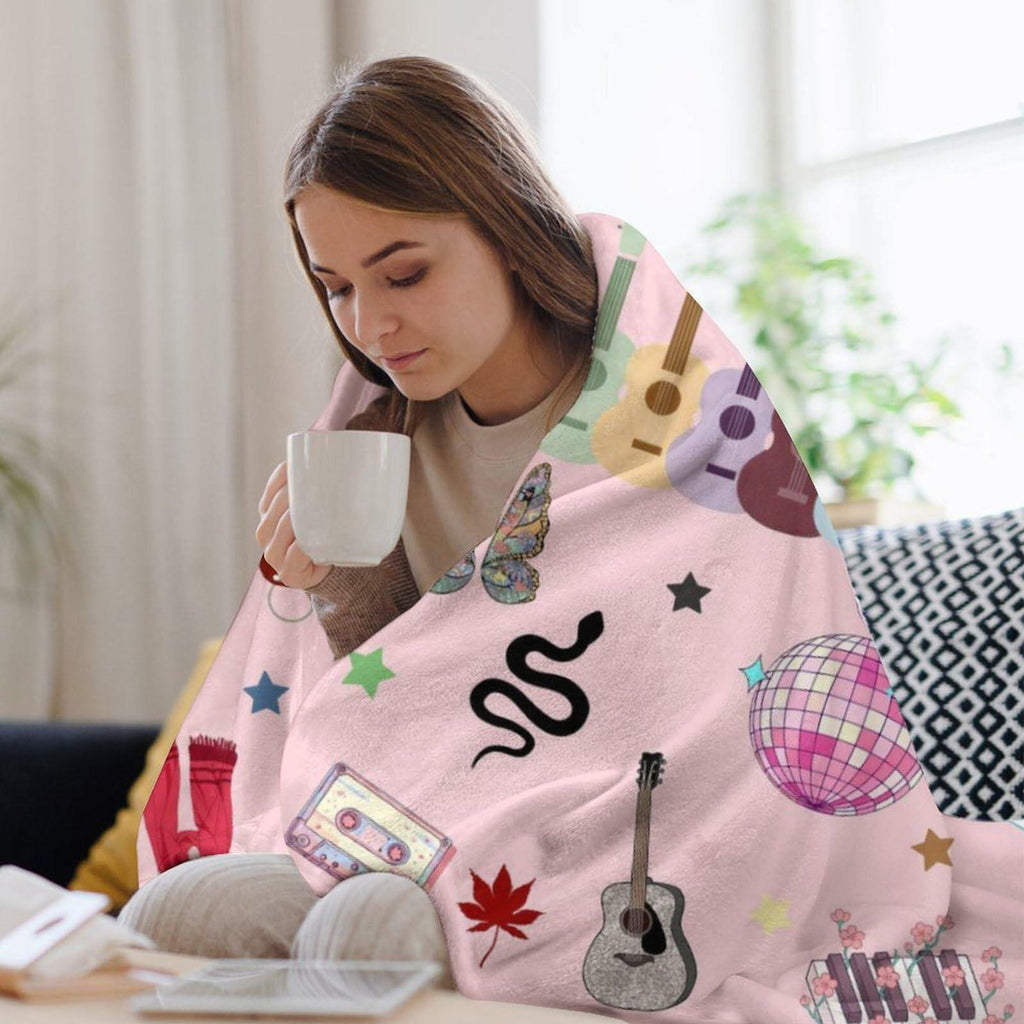 Levionys Music Fans Print Fleece Blanket Pink Purple 50x60 Flannel