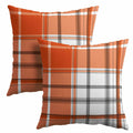 Kcozydecor Fall Pillow Covers 16x16in Orange White Plaid Set of 2
