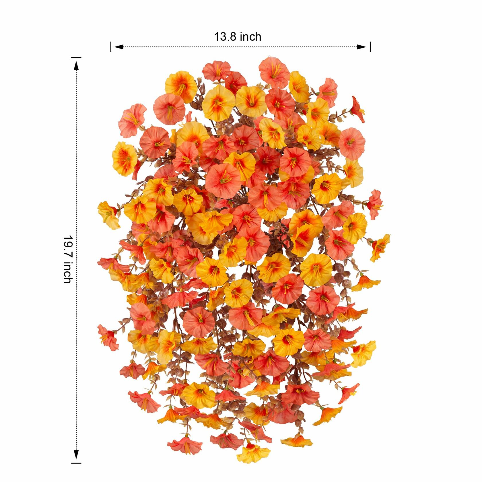 Ivydale 2 PCS Artificial Fall Hanging Flowers Silk Faux Petunias Orange+Yellow