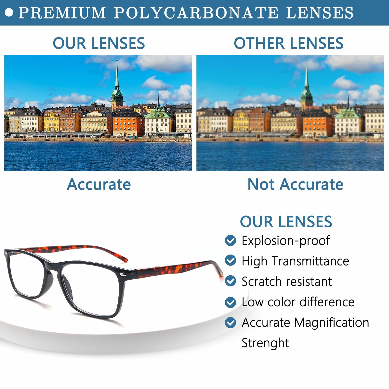 ZONLON Reading Glasses 6 Pack Blue Light Blocking Spring Hinge 3.50 Size