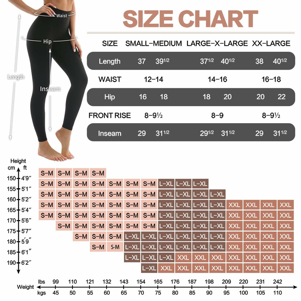 Laite Hebe 4 Pack High Waisted Yoga Leggings Soft Tummy Control Size L-XL