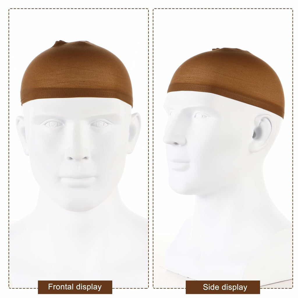 Arcjunys 8Pcs Nylon Stretchy Wig Caps for Women Lace Front Wigs Skin Brown