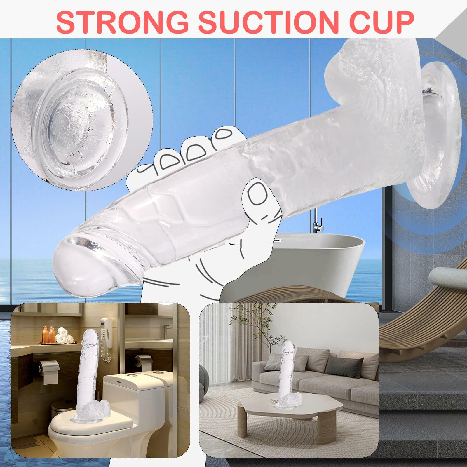 WARKLMA Realistic Silicone Dildo Flesh Color Soft G-Spot Suction Cup M 6.7in