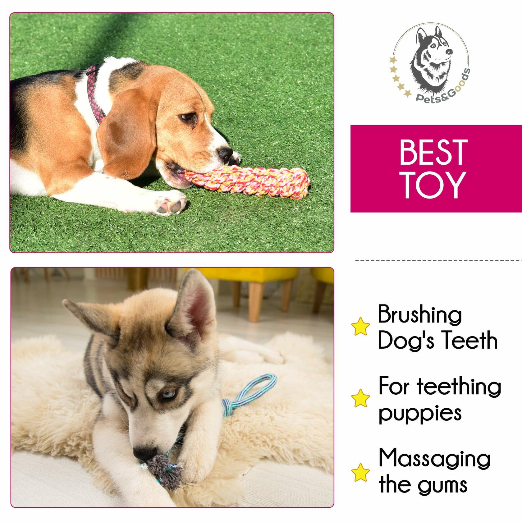 Pets&Goods Rope Dog Toys 13-Pack Durable Cotton Chew Tug Toys