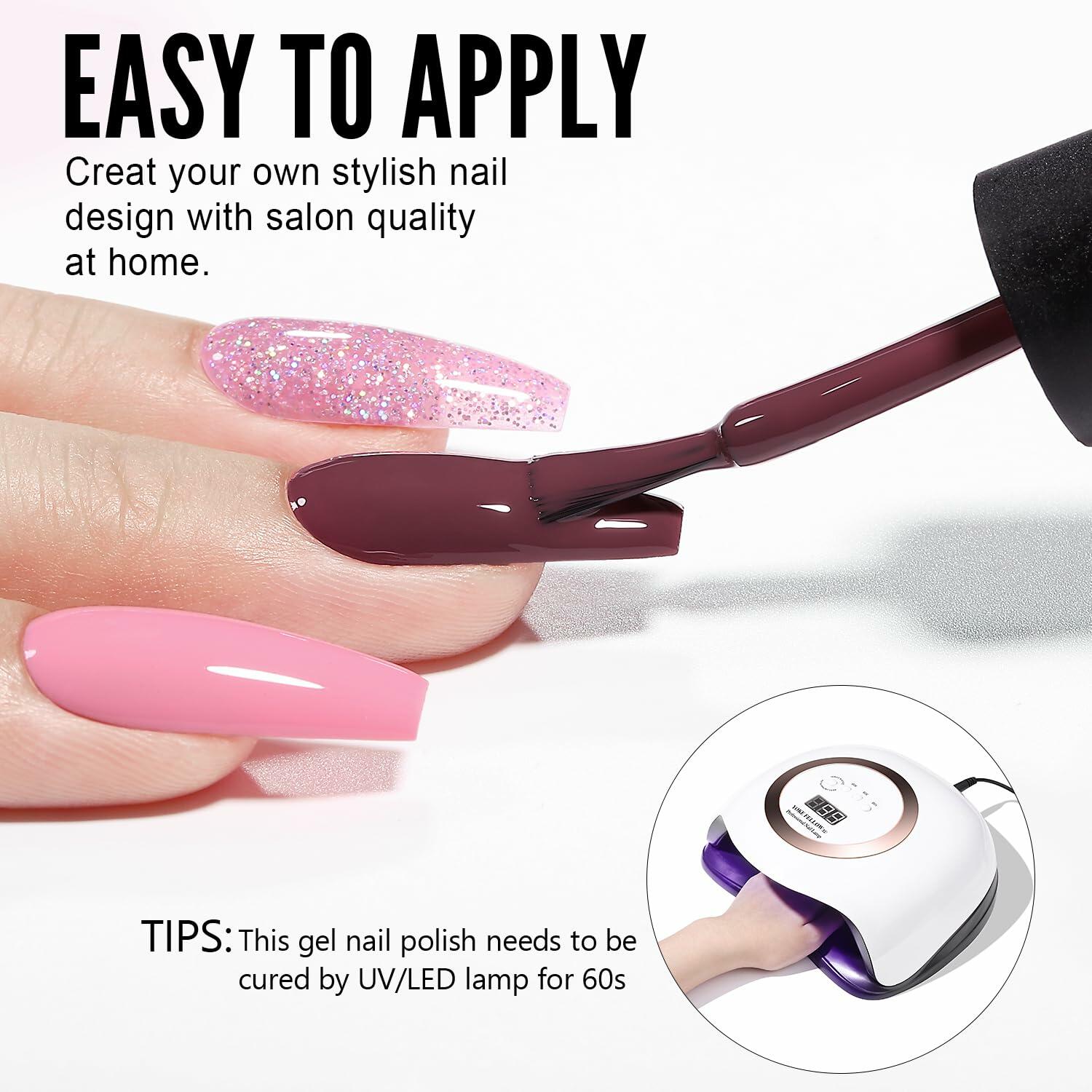 YOKE FELLOW Gel Nail Polish Set 6 Pcs 10ML Nude Pink Glitter Gel Polish