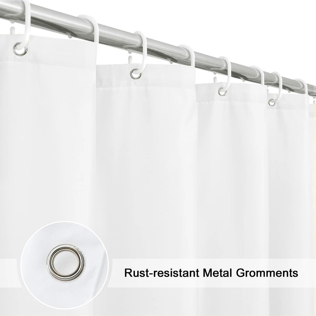 EurCross Fabric Shower Curtain Liner 72x84 White Water-Repellent Polyester